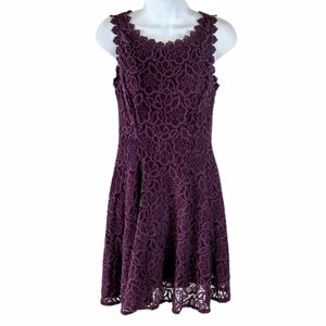 City Studio crochet lace overlay purple dress